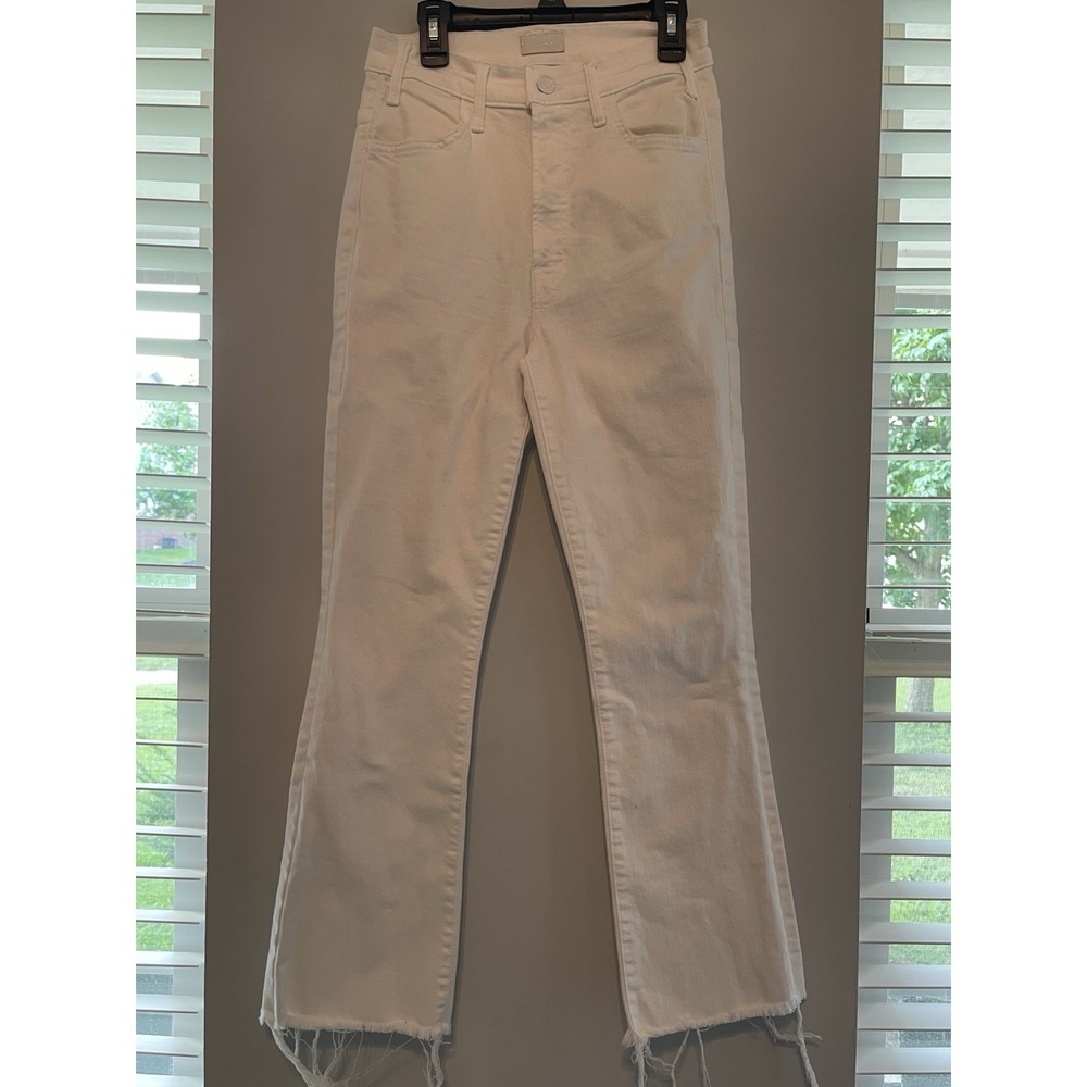 MOTHER The Hustler Ankle Fray Jeans 27 White Fairest Of Them All High Rise